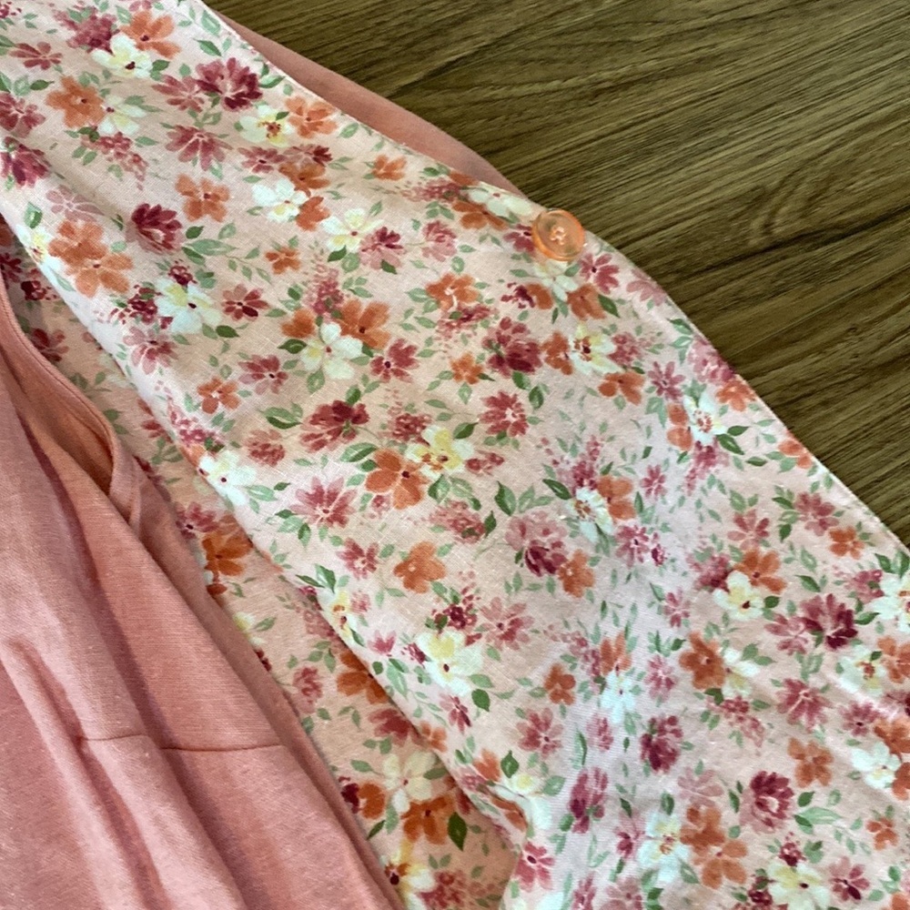 VTG 90’s Studio Ease Dress Linen Maxi Floral reversible size 10 teacher modest - Picture 6 of 12
